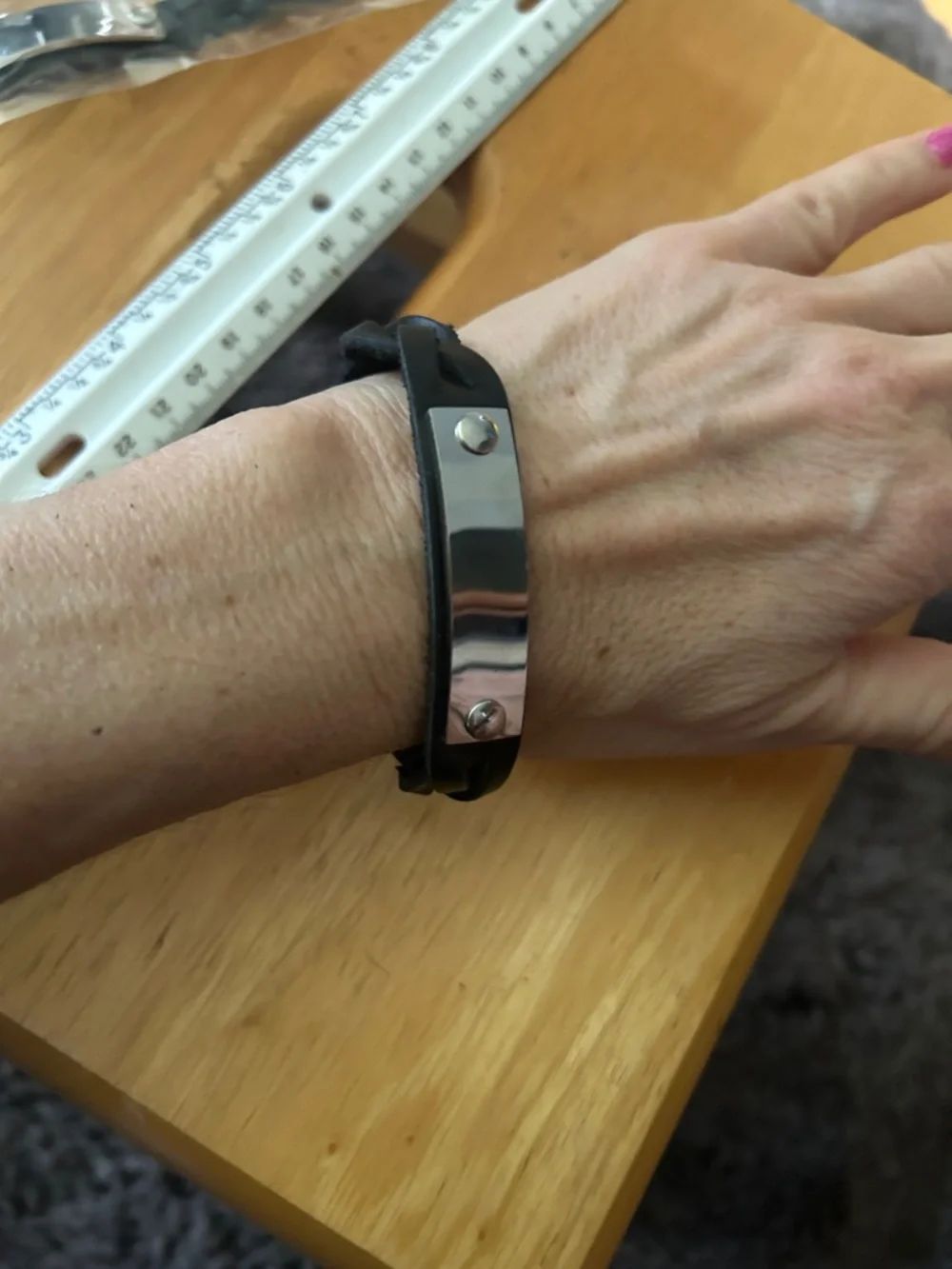 Black Braided Faux Leather Snap Bracelet - Silver Plate Accent
